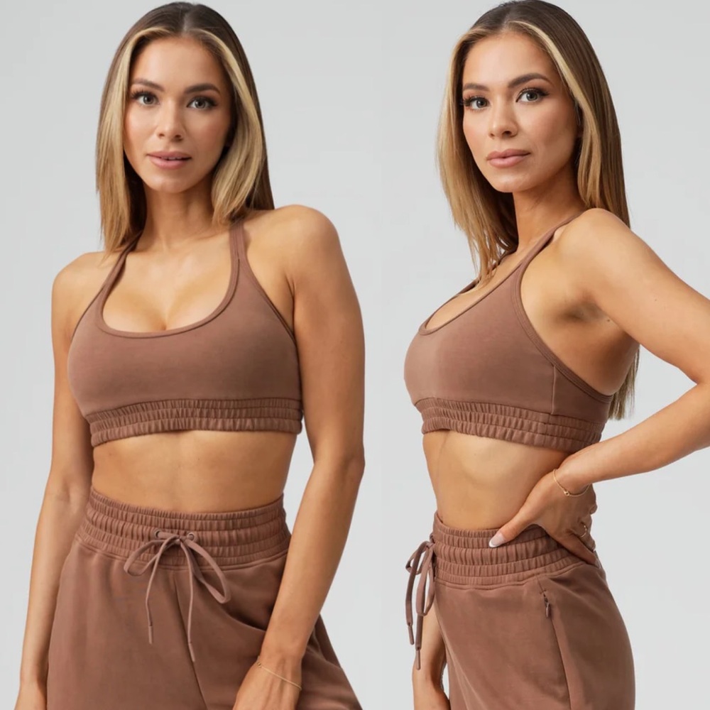 BUFFBUNNY Collection Luxe Bralette Cocoa Brown Racerback Sports Bra Small